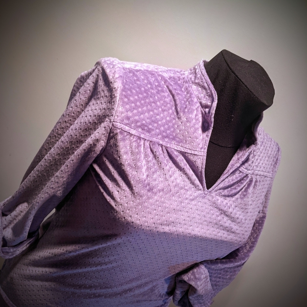 Sassy Of California Vintage 70s Lavender 3/4 Sleeve Blouse Size M